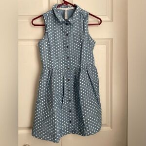 Cherokee Blue and White Polka Dot Sleeveless Dress
